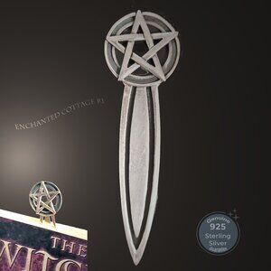 Sterling Silver 925 𝐁𝐎𝐎𝐊𝐌𝐀𝐑𝐊 PENTACLE  PENTAGRAM Wicca Book of Shadows
